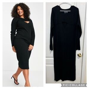 ASOS DESIGN Curve maxi dress with cut out front detail in black size 20